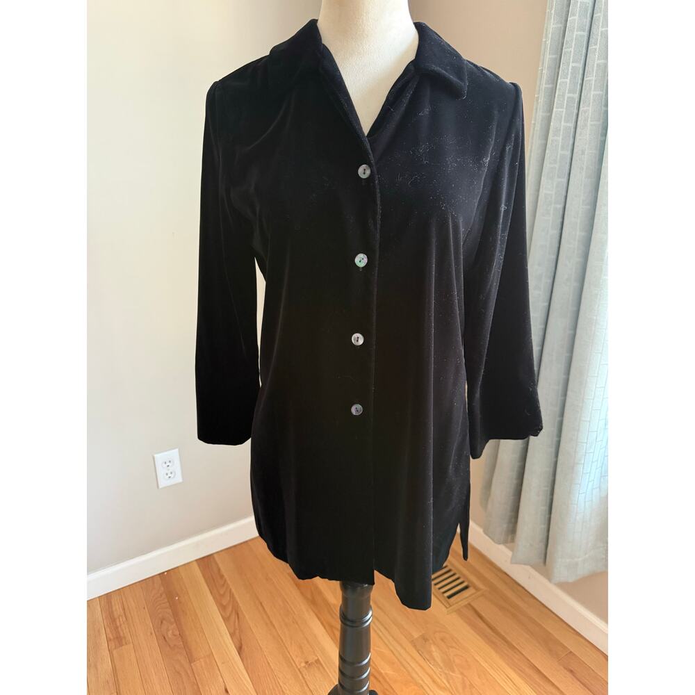 Authentic Y2K‎ Talbots Black Velvet Top Bell Sleeves Size 4 Witchy Whimsygoth